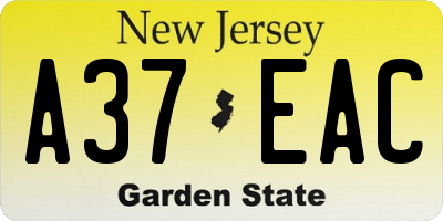 NJ license plate A37EAC