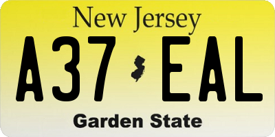 NJ license plate A37EAL