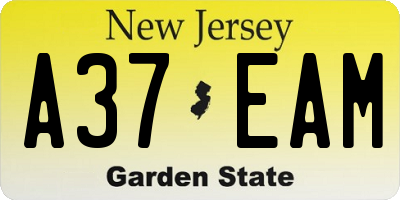 NJ license plate A37EAM