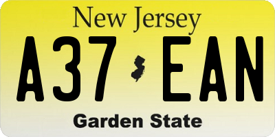 NJ license plate A37EAN