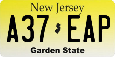 NJ license plate A37EAP