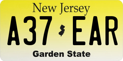 NJ license plate A37EAR