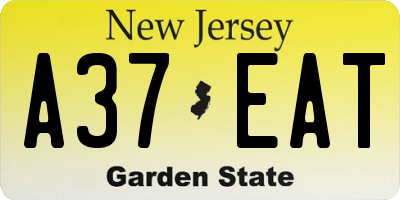 NJ license plate A37EAT
