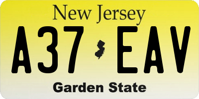 NJ license plate A37EAV