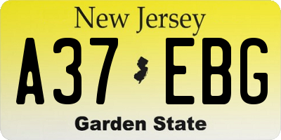 NJ license plate A37EBG