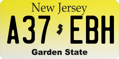 NJ license plate A37EBH