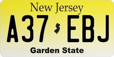 NJ license plate A37EBJ