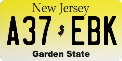 NJ license plate A37EBK