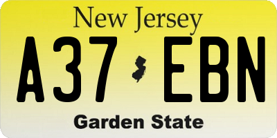 NJ license plate A37EBN