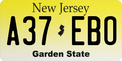 NJ license plate A37EBO