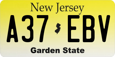 NJ license plate A37EBV