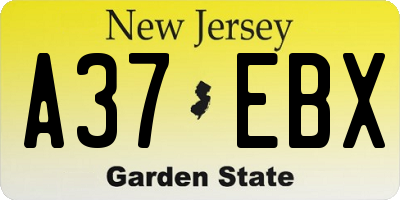NJ license plate A37EBX