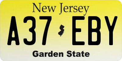 NJ license plate A37EBY