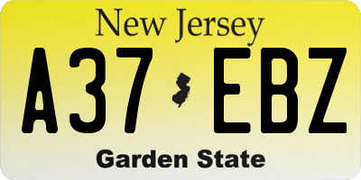 NJ license plate A37EBZ
