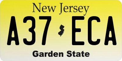 NJ license plate A37ECA
