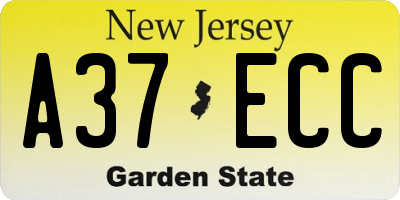 NJ license plate A37ECC