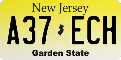 NJ license plate A37ECH