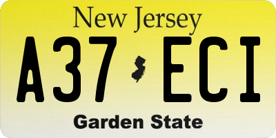 NJ license plate A37ECI