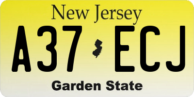 NJ license plate A37ECJ