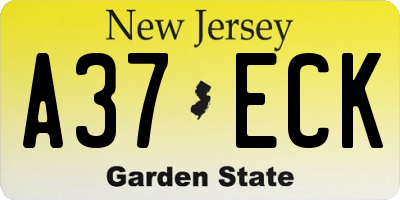 NJ license plate A37ECK