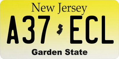 NJ license plate A37ECL