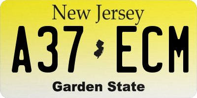 NJ license plate A37ECM