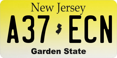 NJ license plate A37ECN