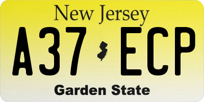 NJ license plate A37ECP