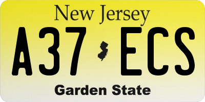 NJ license plate A37ECS