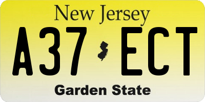 NJ license plate A37ECT