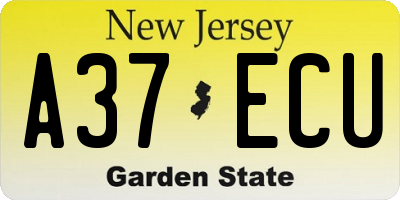 NJ license plate A37ECU
