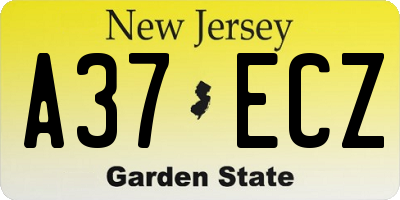 NJ license plate A37ECZ