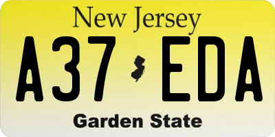 NJ license plate A37EDA