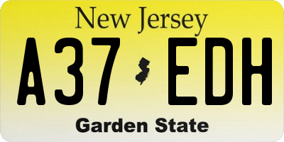 NJ license plate A37EDH