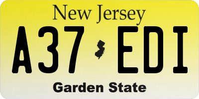 NJ license plate A37EDI