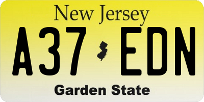 NJ license plate A37EDN