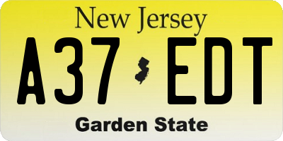 NJ license plate A37EDT