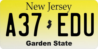 NJ license plate A37EDU