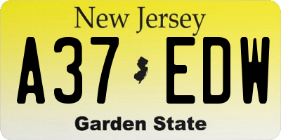 NJ license plate A37EDW