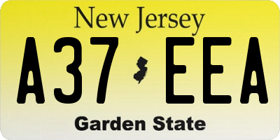 NJ license plate A37EEA