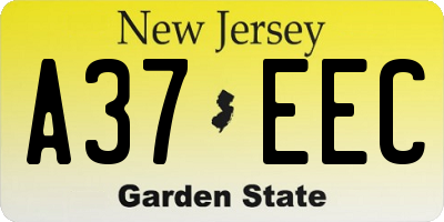 NJ license plate A37EEC