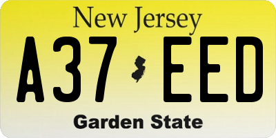 NJ license plate A37EED
