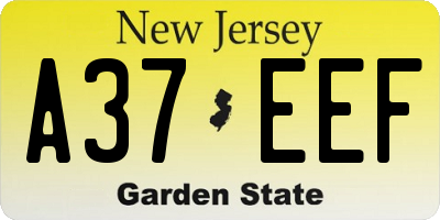 NJ license plate A37EEF