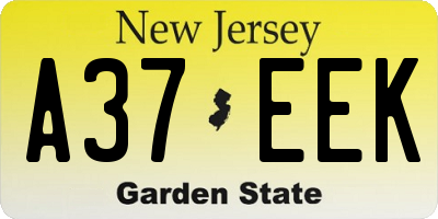NJ license plate A37EEK