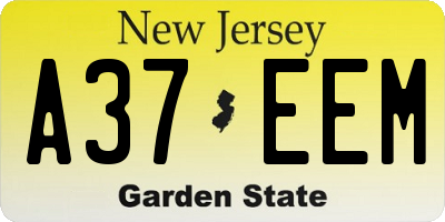 NJ license plate A37EEM
