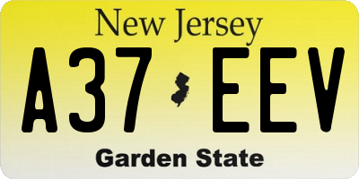 NJ license plate A37EEV