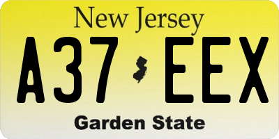 NJ license plate A37EEX