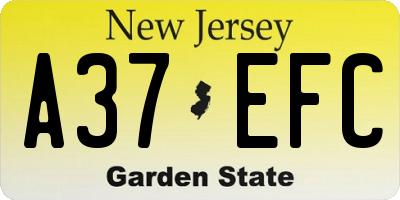 NJ license plate A37EFC