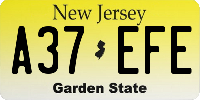 NJ license plate A37EFE