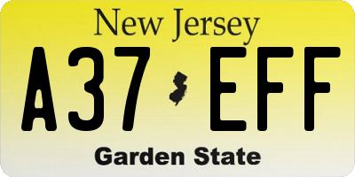 NJ license plate A37EFF
